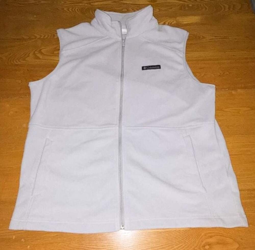 Columbia Women's Benton Springs Fleece Vest Light Gray Full Zip Size L